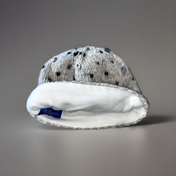 Hand Knit Berlin Wool Perelin Beanie Hat Gray Black Design Unisex - Picture 2 of 6